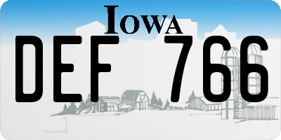 IA license plate DEF766