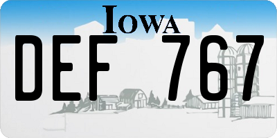 IA license plate DEF767