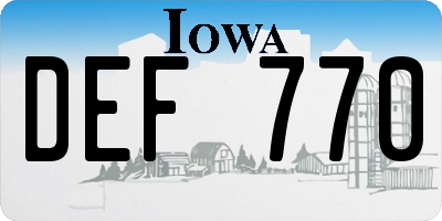IA license plate DEF770