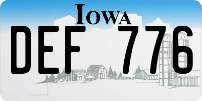 IA license plate DEF776
