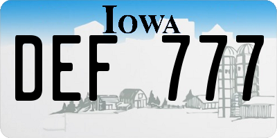 IA license plate DEF777