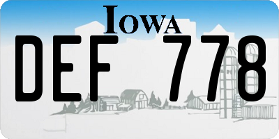 IA license plate DEF778