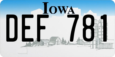 IA license plate DEF781