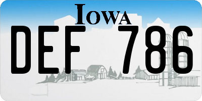 IA license plate DEF786