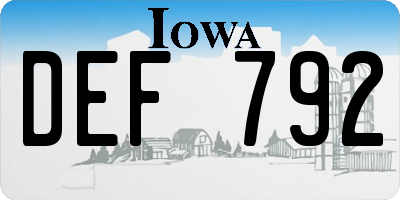 IA license plate DEF792
