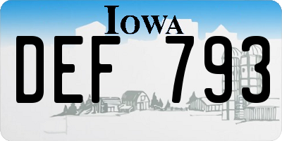 IA license plate DEF793
