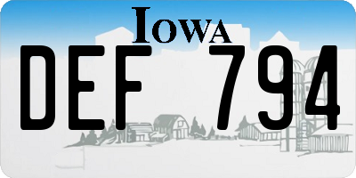 IA license plate DEF794