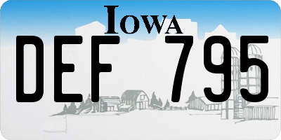 IA license plate DEF795