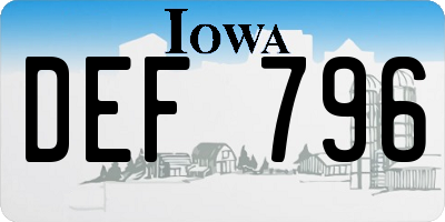IA license plate DEF796