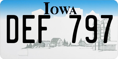 IA license plate DEF797