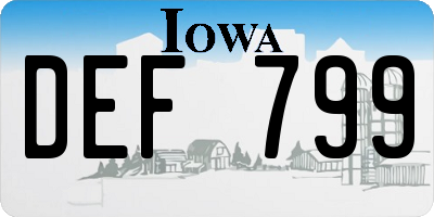 IA license plate DEF799