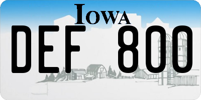 IA license plate DEF800