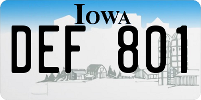 IA license plate DEF801
