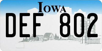 IA license plate DEF802