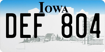 IA license plate DEF804