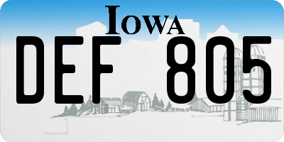 IA license plate DEF805