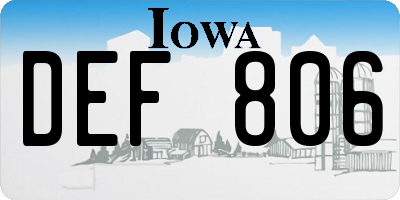 IA license plate DEF806