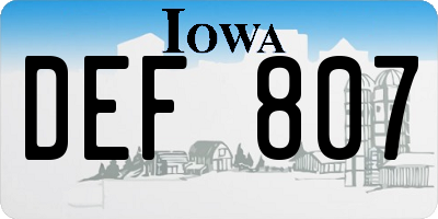 IA license plate DEF807