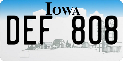 IA license plate DEF808
