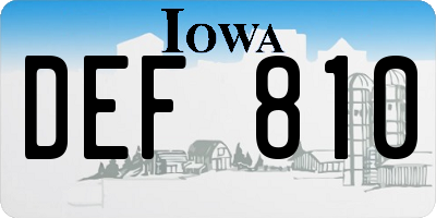 IA license plate DEF810