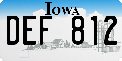 IA license plate DEF812