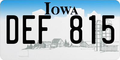 IA license plate DEF815