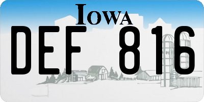 IA license plate DEF816