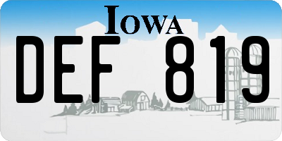 IA license plate DEF819