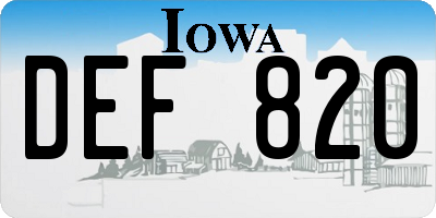 IA license plate DEF820