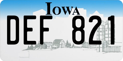 IA license plate DEF821