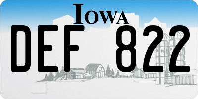 IA license plate DEF822