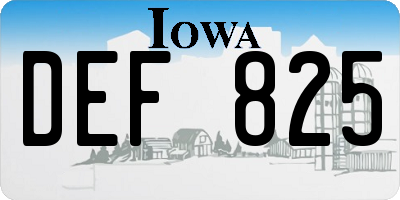IA license plate DEF825