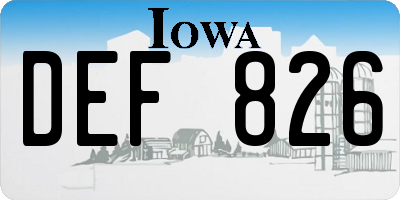 IA license plate DEF826