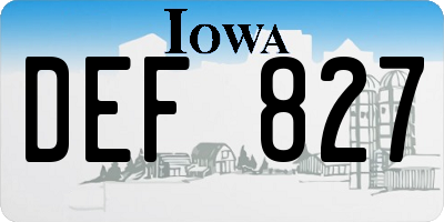 IA license plate DEF827