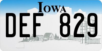 IA license plate DEF829