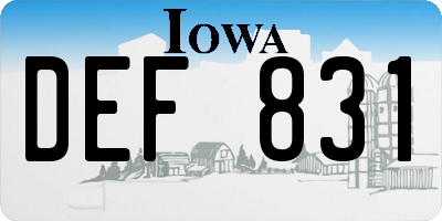 IA license plate DEF831