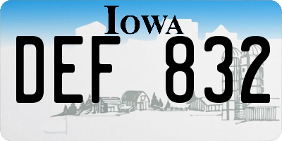 IA license plate DEF832