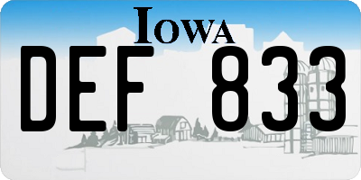IA license plate DEF833