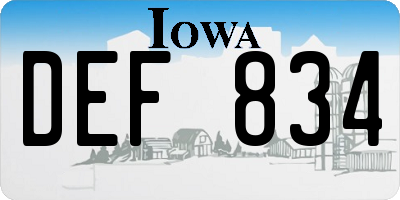 IA license plate DEF834