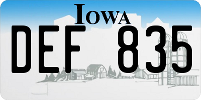 IA license plate DEF835