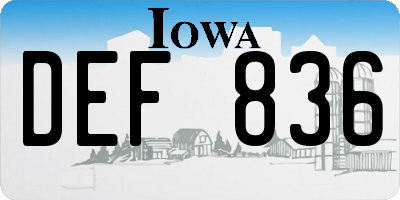 IA license plate DEF836