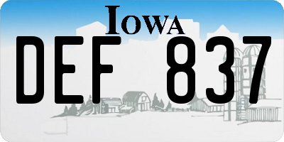 IA license plate DEF837