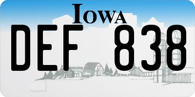 IA license plate DEF838