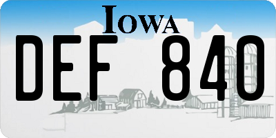 IA license plate DEF840