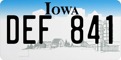 IA license plate DEF841