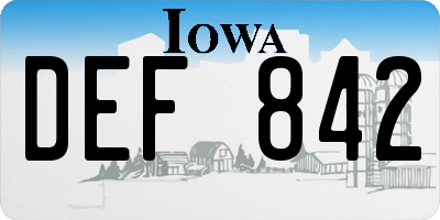 IA license plate DEF842