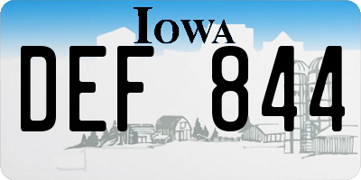 IA license plate DEF844
