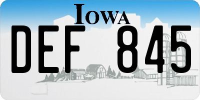 IA license plate DEF845