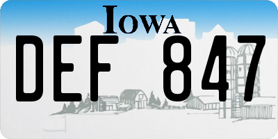 IA license plate DEF847