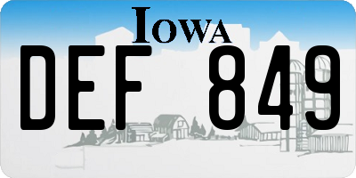 IA license plate DEF849
